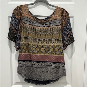 Lucky Brand Multicolored Short Sleeve Blouse